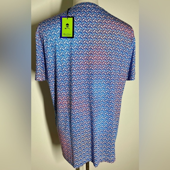 Robert Graham | Paddle Me Geo Print Short Sleeve T-Shirt | Blue Multi | Large - Picture 5 of 6